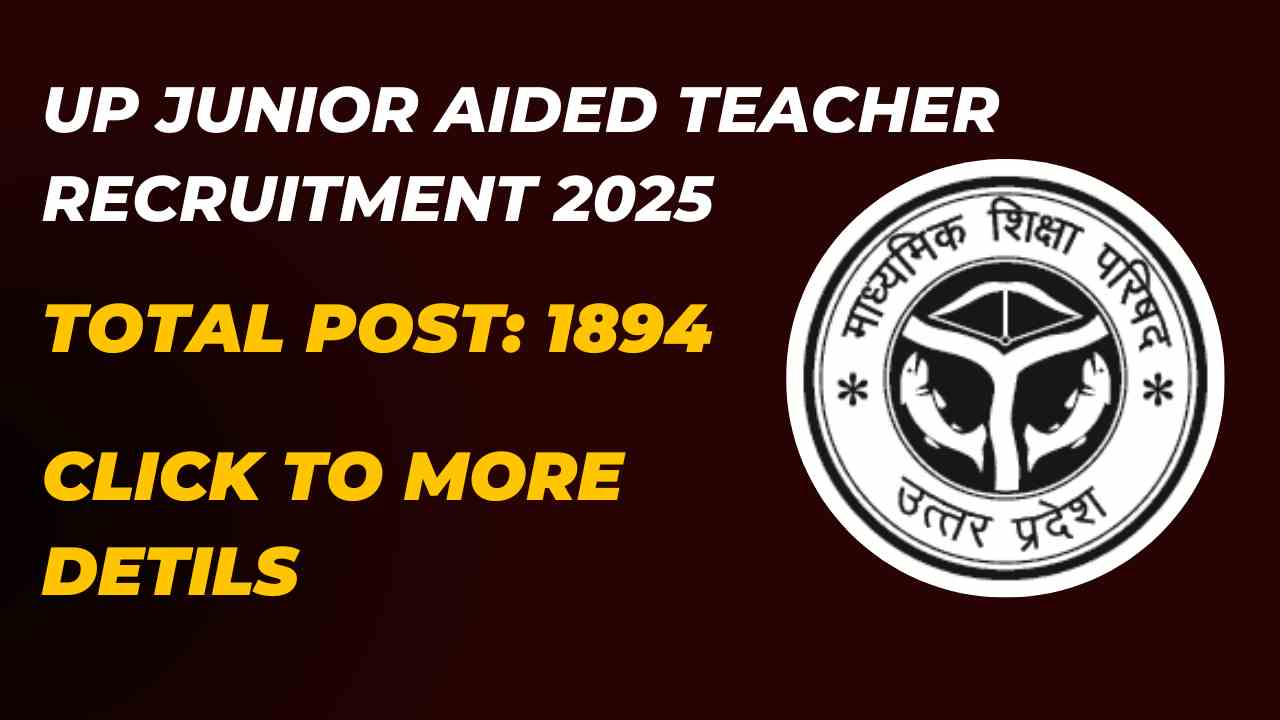 Uttar Pradesh UP Junior Aided Teacher Recruitment 2025: Apply Online 1894 Posts 